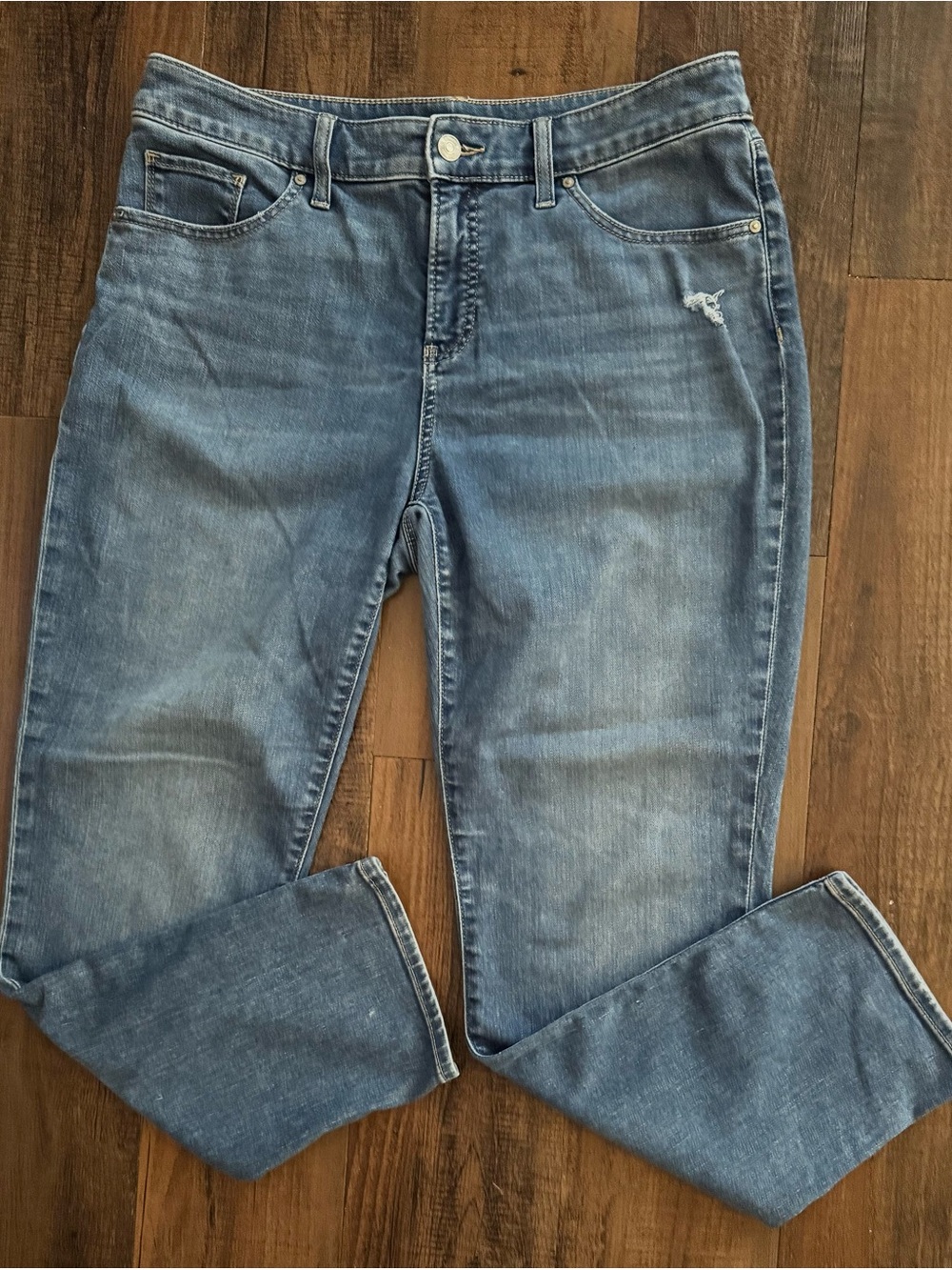SO Girlfriend Jeans Women’s 8 Straight Leg Relaxed Fit Ankle Blue Stretch